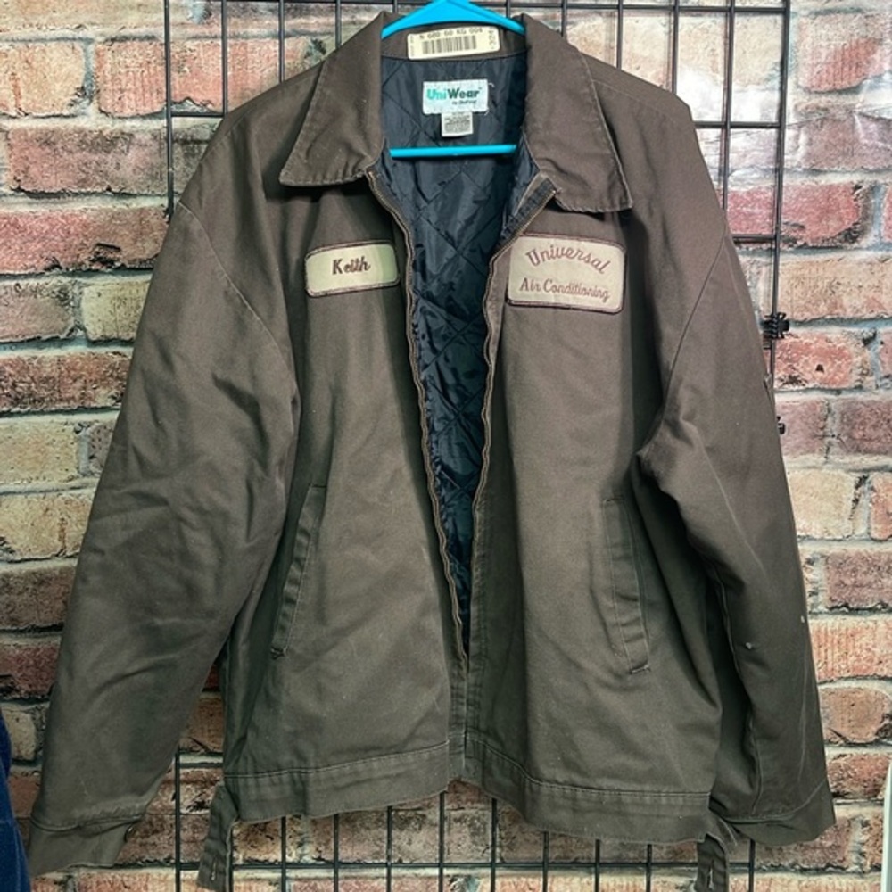 UniWear brown uniform jacket name patch work wear men’s size XL